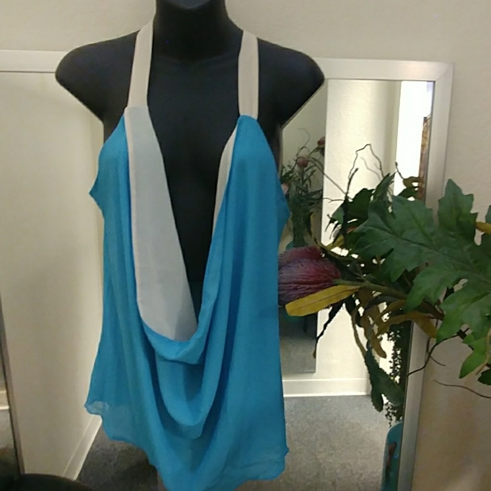 Naked Zebra Chiffon Draped Sleeveless Top